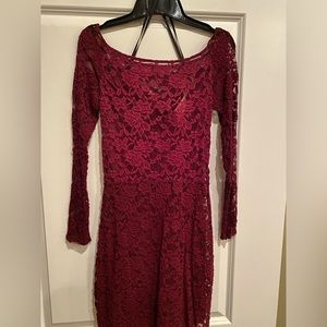 Burgundy Lace Cocktail Dress